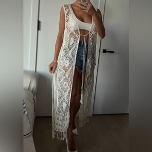 Zara cream crochet dress